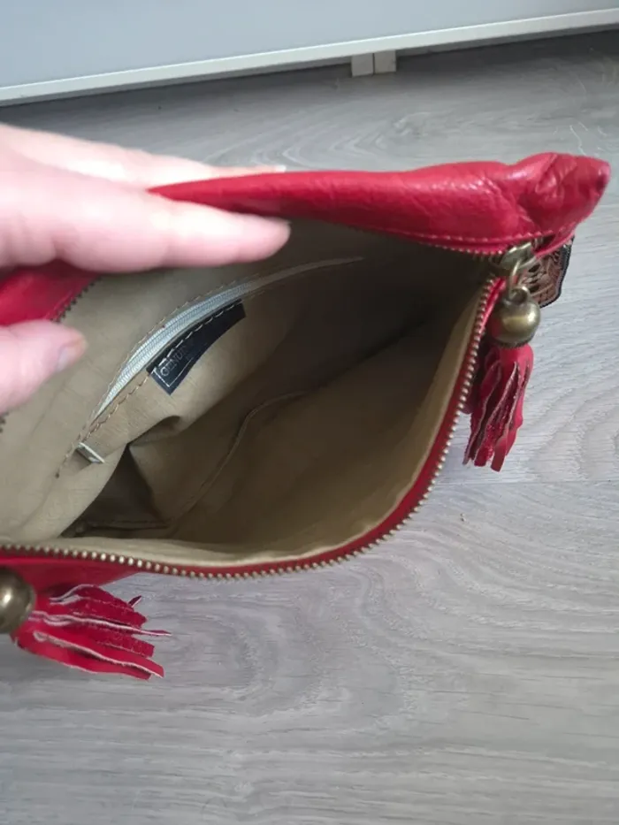 sac rouge en cuir the genuine leather - photo numéro 8