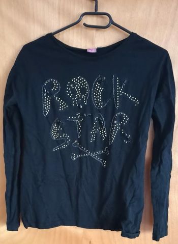Tee shirt noir avec inscription Rock Star - Bilook