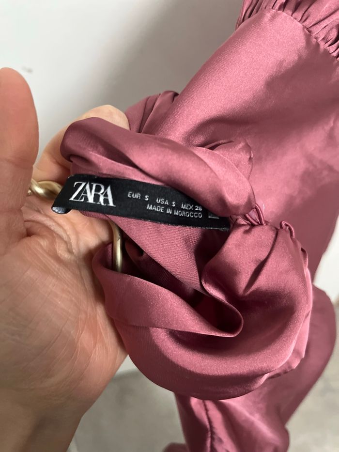 ZARA blouse satin rose bordeaux - photo numéro 5
