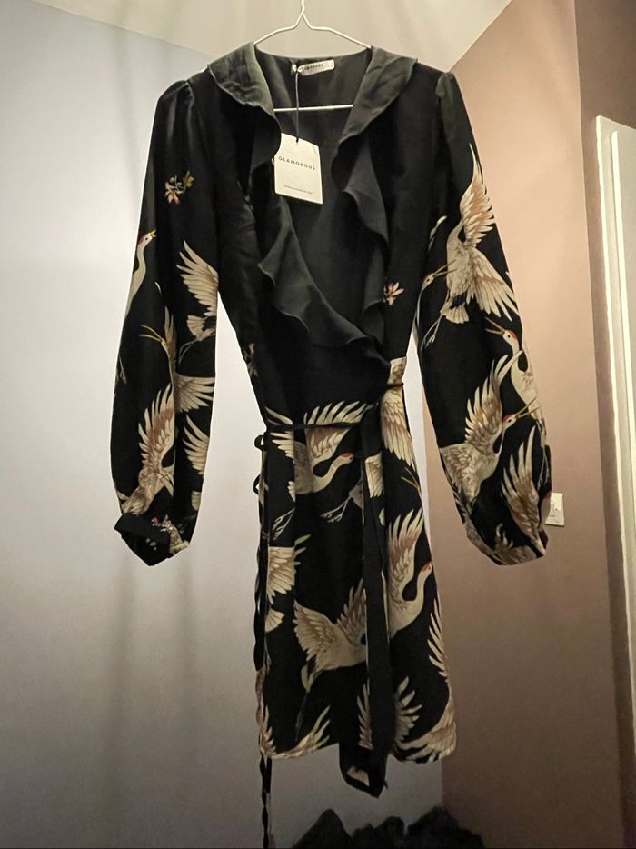 Robe cache coeur moire motif japonisant