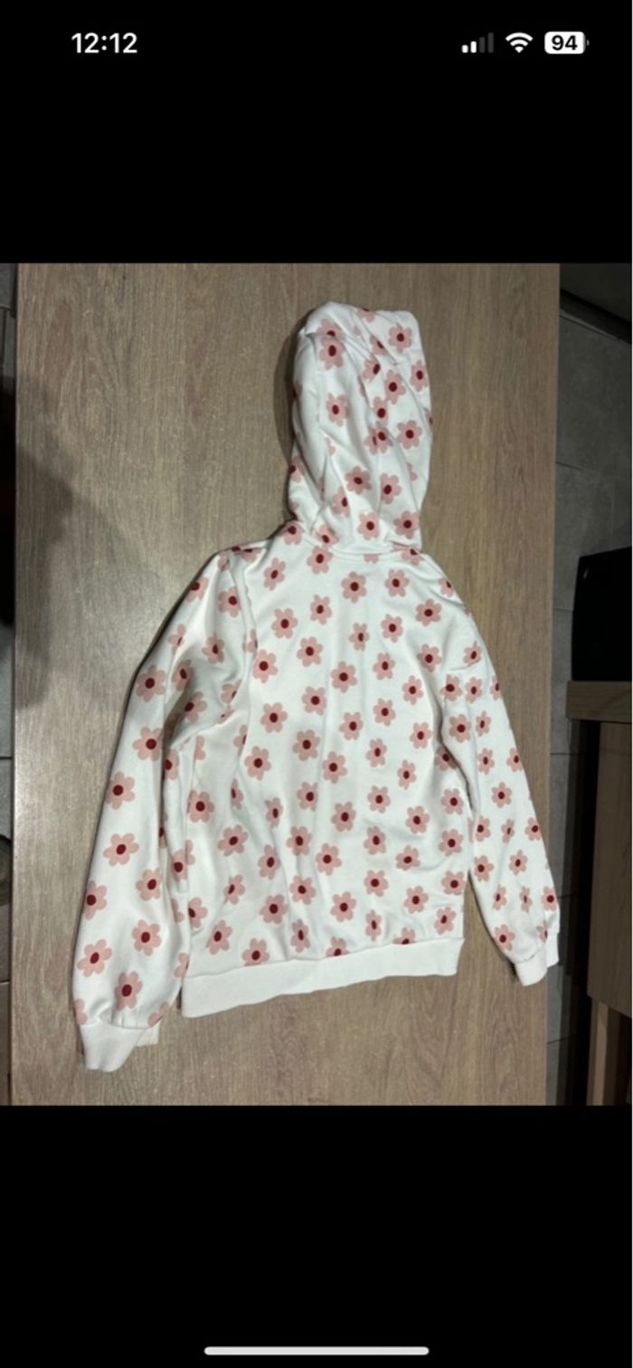 Veste à zip chaude à capuche blanche marguerite rouge 10 ans - photo numéro 2