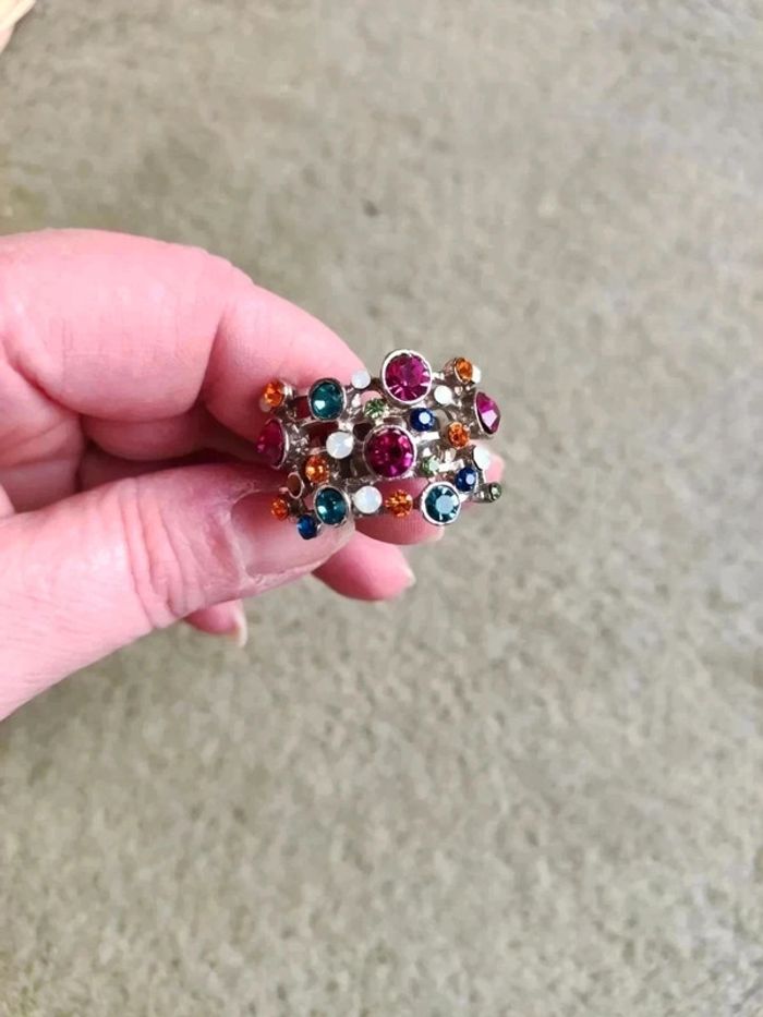 Bague multicolore strass réglable - photo numéro 4
