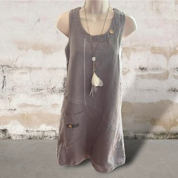 Robe sans manches mi longue lin coton taille 36