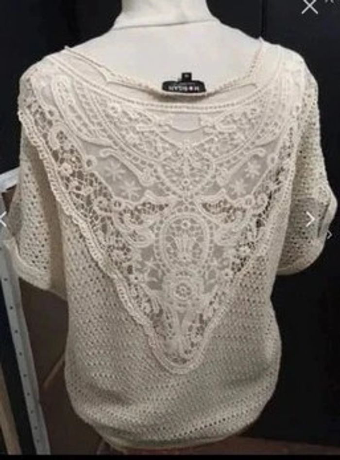 Pull oversize amples crème et doré pailleté t 34 36 Morgan