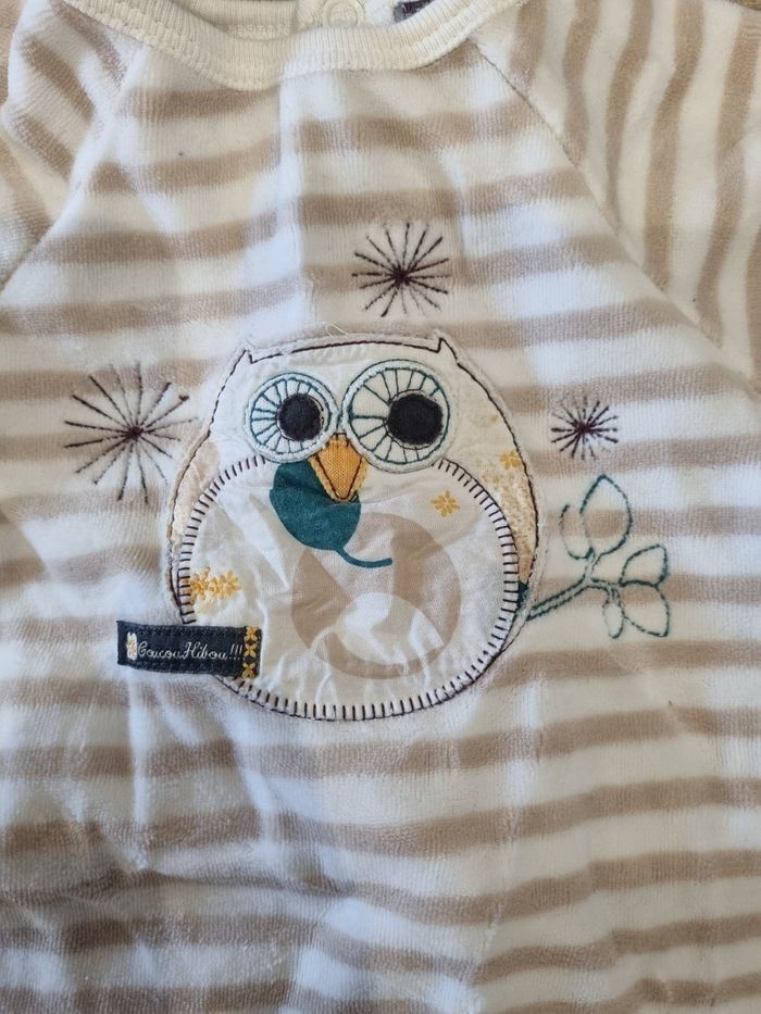 ​Pyjama Sergent Major 3 Mois Velours Rayé Hibou Tres Bonne Etat - photo numéro 2