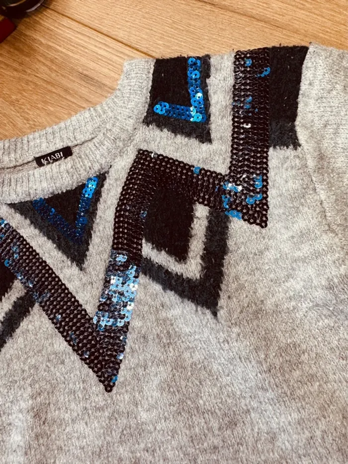 Taille 8 ans tenue 2 pièces fête fille Okaïdi Kiabi gris bleu marine * scintillant * 🎄 - photo numéro 3