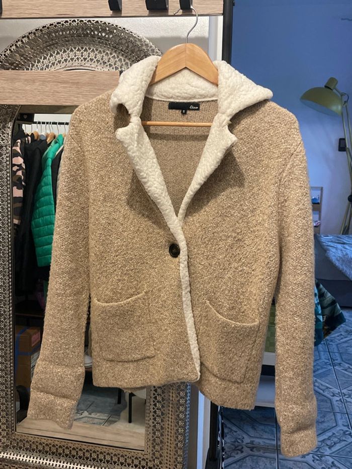 Veste laine bouclée Teddy beige Etam