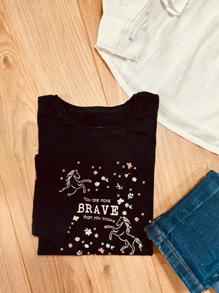 Taille 4 ans tenue 3 pièces fille TAO Kiabi blanc bleu * fils doré * 🌷 - photo numéro 8