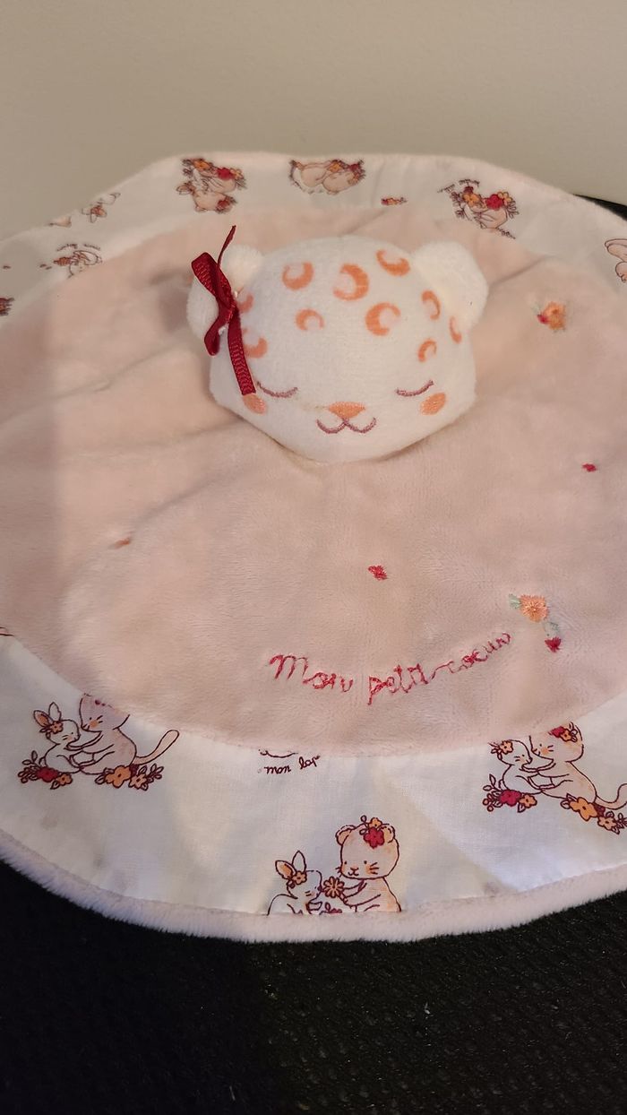 DOUDOU PLAT SERGENT MAJOR TIGRE/ CHAT ROSE Blanc MON ptit Coeur - photo numéro 2