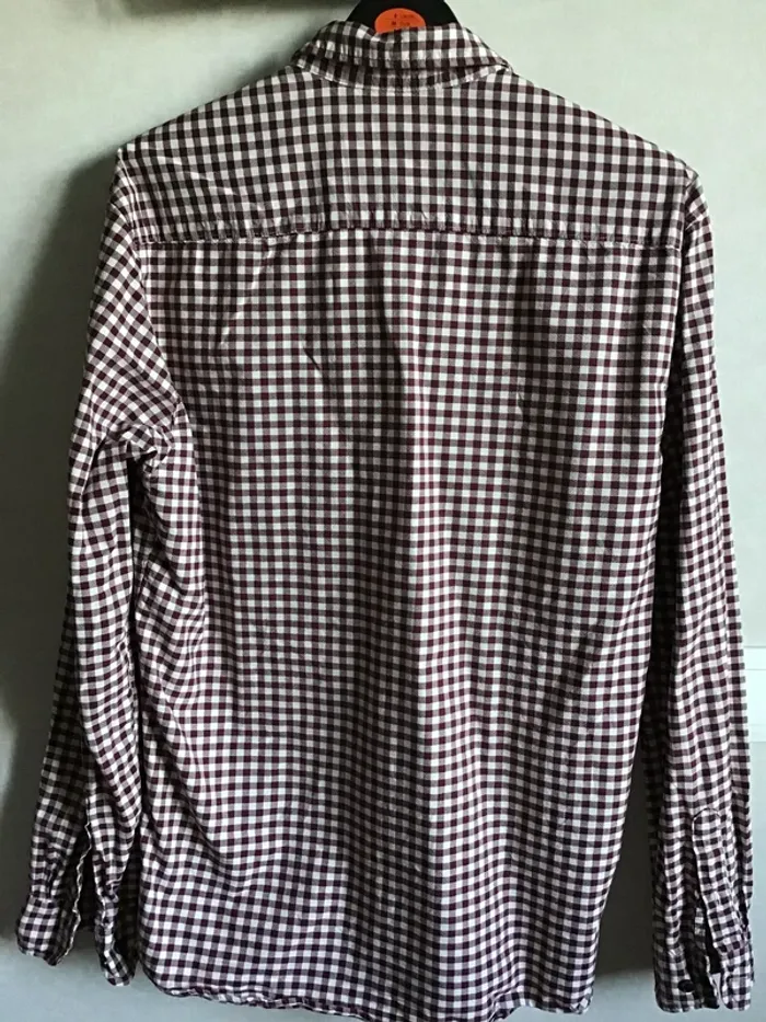 Chemise Homme Marque Selected à carreaux Bordeaux - photo numéro 3