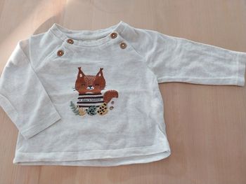 Pull automne bébé 3 mois Écureuil beige Tape à l'œil