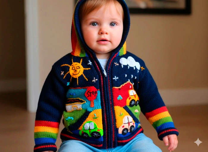 🌈 Handmade embroidered baby hoodie – 1 year old 🌞🚗 - photo numéro 10