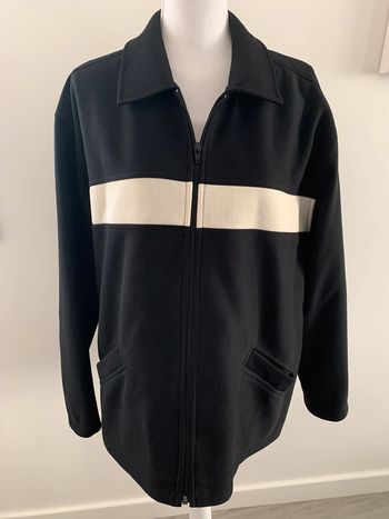 Veste côtelée noire et blanche T44 XXL