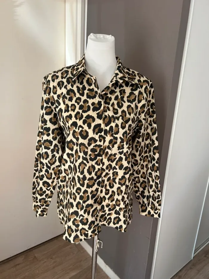 Zara chemise, imprimée, léopard, femme, taille M. Voile de coton. - photo numéro 4