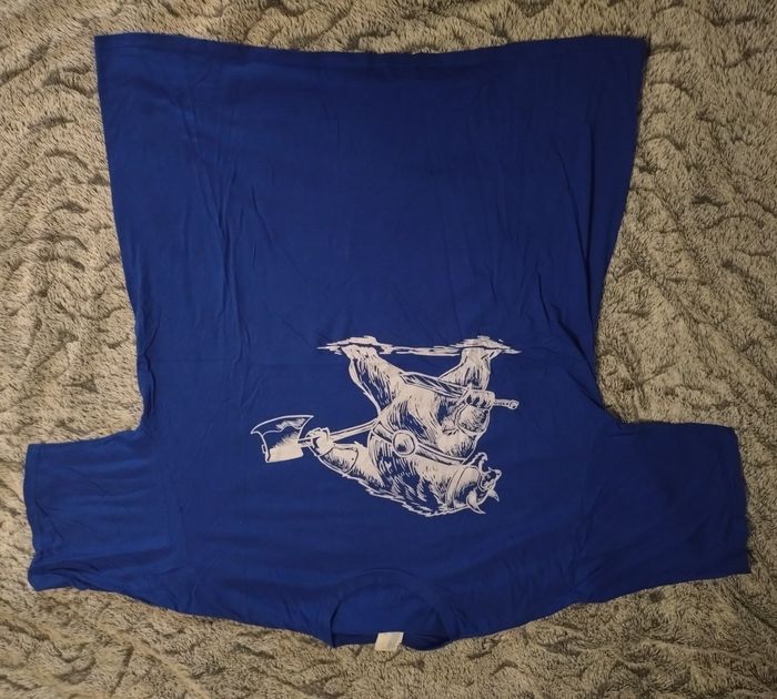 T Shirt Ours Berserker Viking Bleu/Blanc - Taille XL