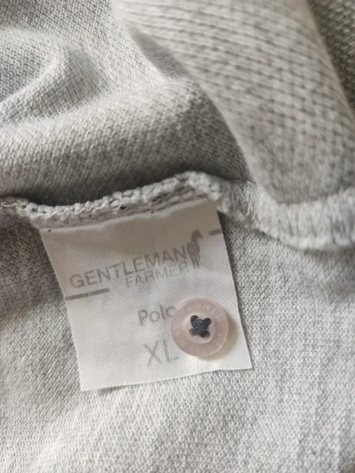 Polo manches courtes gris logo brodé bleu marine taille XL Gentleman Farmer - photo numéro 7