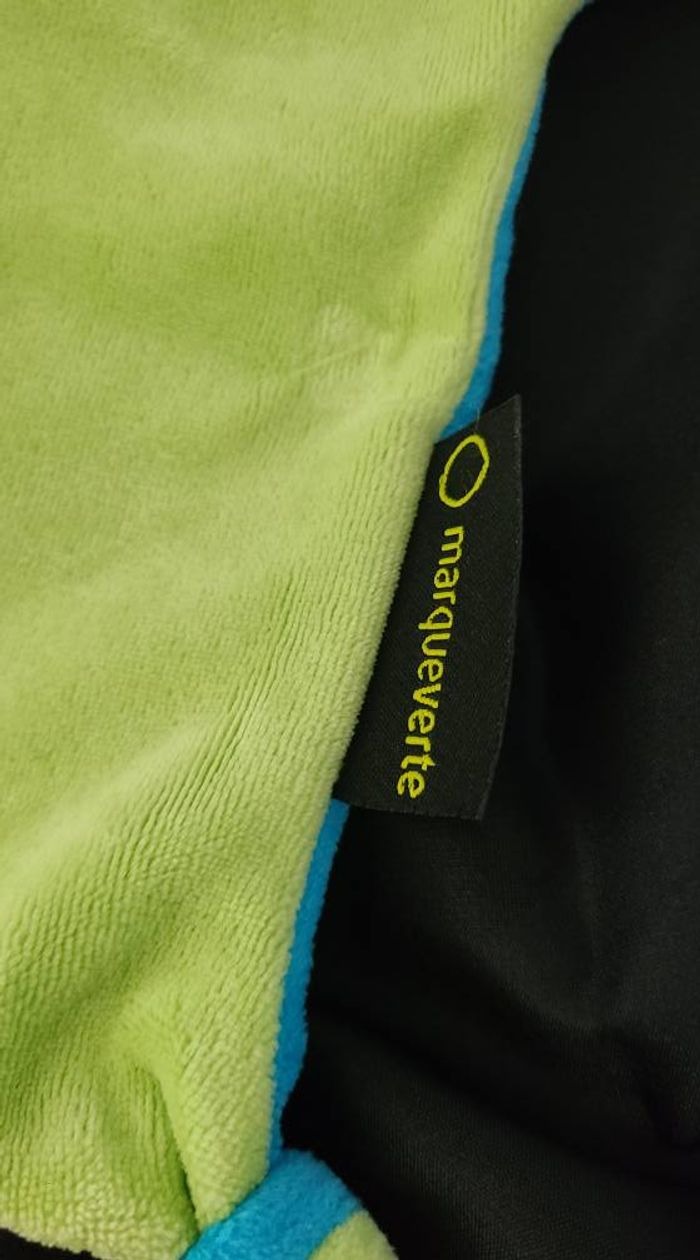 Doudou plat ours bleu/blanc/vert Marque Verte - photo numéro 3