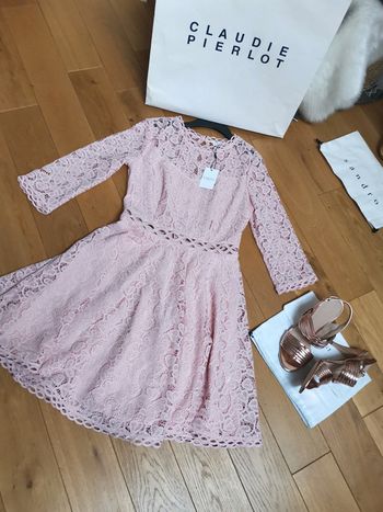 Magnifique robe en guipure bouton de Rose Cérémonie/ Mariage | Claudie Pierlot | prix boutique 265€