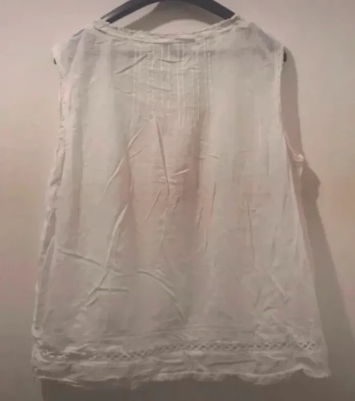 Haut L.O.G.G débardeur chemise femme à dentelles blanc taille 2 - photo numéro 2