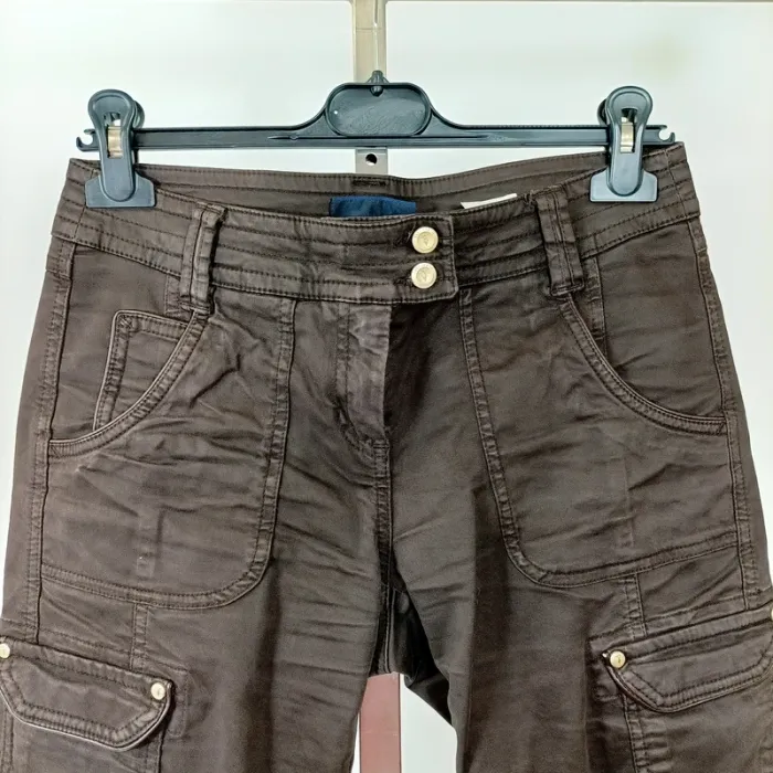 Pantalon capri Corsaire, pantacourt marron Trussardi Jeans - Taille 42 A600 - photo numéro 2