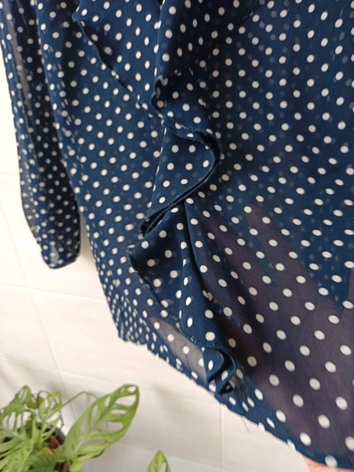 Blouse Zara marine point blanc manche 3/4 t.38 - photo numéro 8