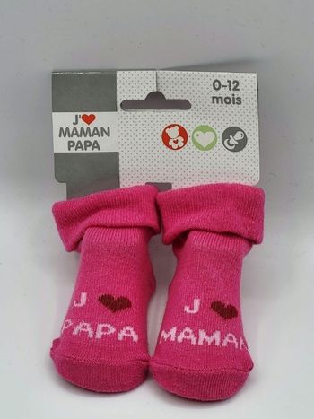 Chaussettes bébé J'aime papa maman 0-12 mois