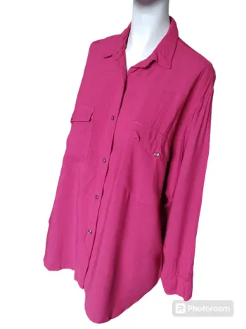 Chemise chemisier tunique printemps automne rose fushia framboise