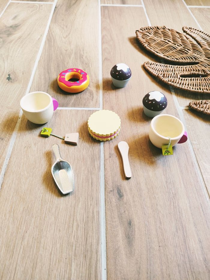 🫖Dinette l'heure du goûter lot divers aliments en bois plastique