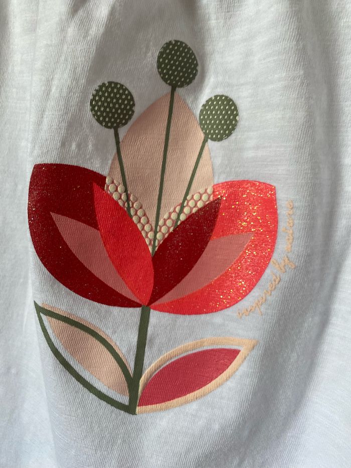 T-shirt tunique fleur nénuphar rose paillettes 6 ans Okai - photo numéro 2