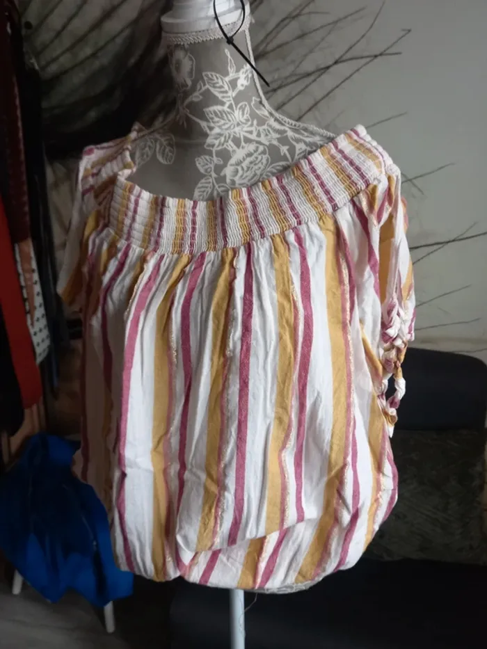 T-shirt blouse épaule dénudée grande taille