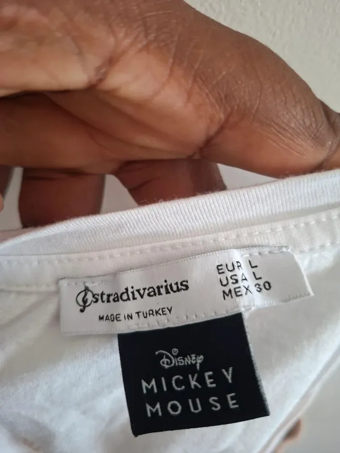 T-shirt Dismey Mickey blanc - Stradivarius - Neuf - Taille L - 100% coton - photo numéro 4