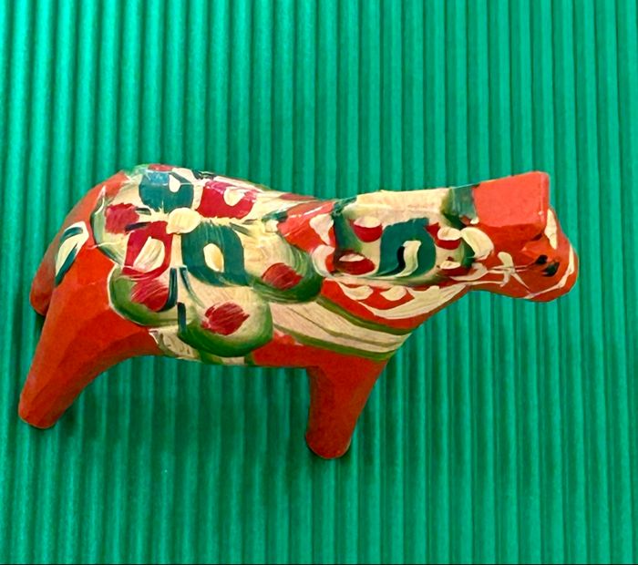 Cheval Dala vintage suédois - années 50/60, rouge/orangé, fait main, pièce rare - photo numéro 9