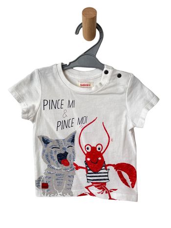 T-shirt blanc “Pince mi & pince moi” - Catimini 6 mois
