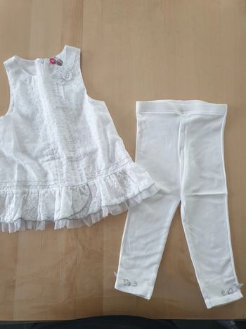 Robe de cérémonie 2 ans blanche avec legging assorti