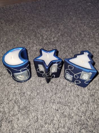 Lot de 3 photophores de Noël Bleu et argenté neufs