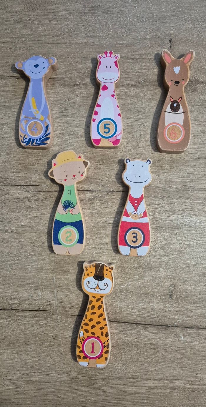 Jeu de quilles en bois animaux - photo numéro 2