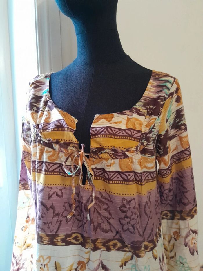 Blouse à motif colorés taille 40 fluide été decolté - photo numéro 4