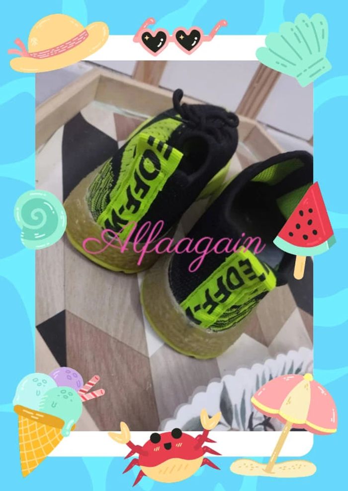 Baskets sport mixte noires/jaunes 30 - photo numéro 3