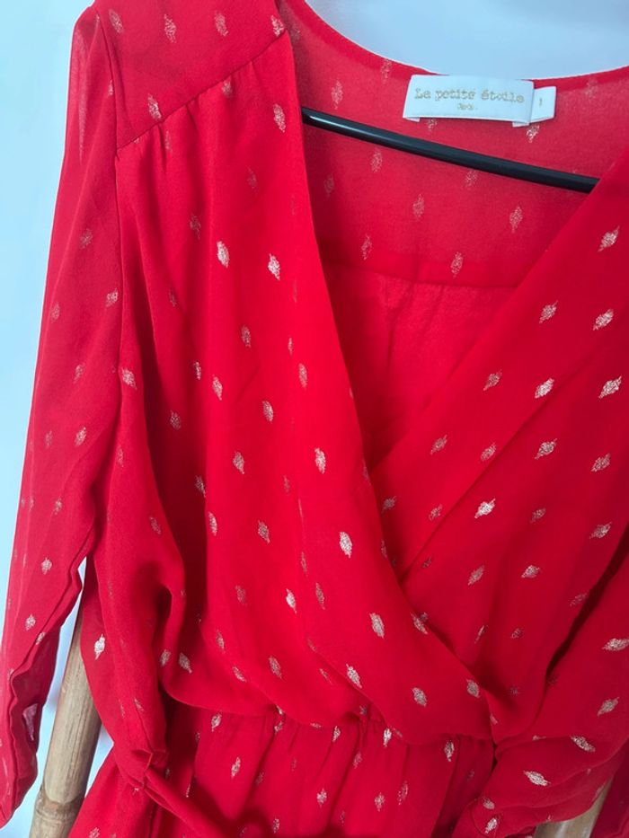 Robe longue rouge et dorée la petite étoile - photo numéro 3