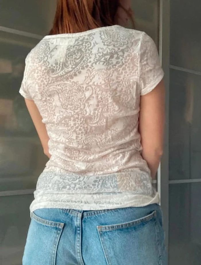 Tee shirt blanc transparent H&M taille S - photo numéro 3