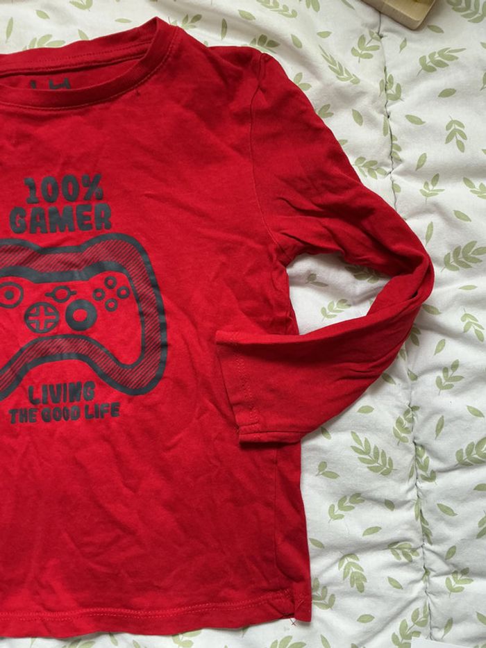 teeshirt manches longues rouge dessin devant la halle 6 ans - photo numéro 4