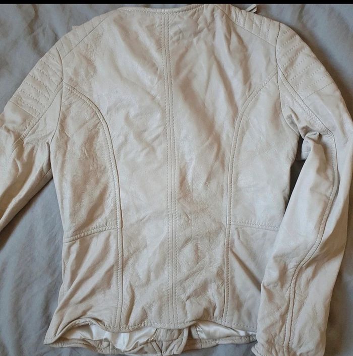 Veste en cuir 34 AJC couleur crème - photo numéro 6