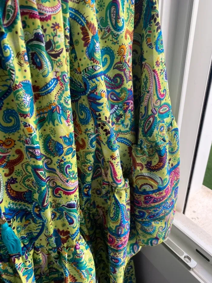 Robe soie vert et jaune - photo numéro 8