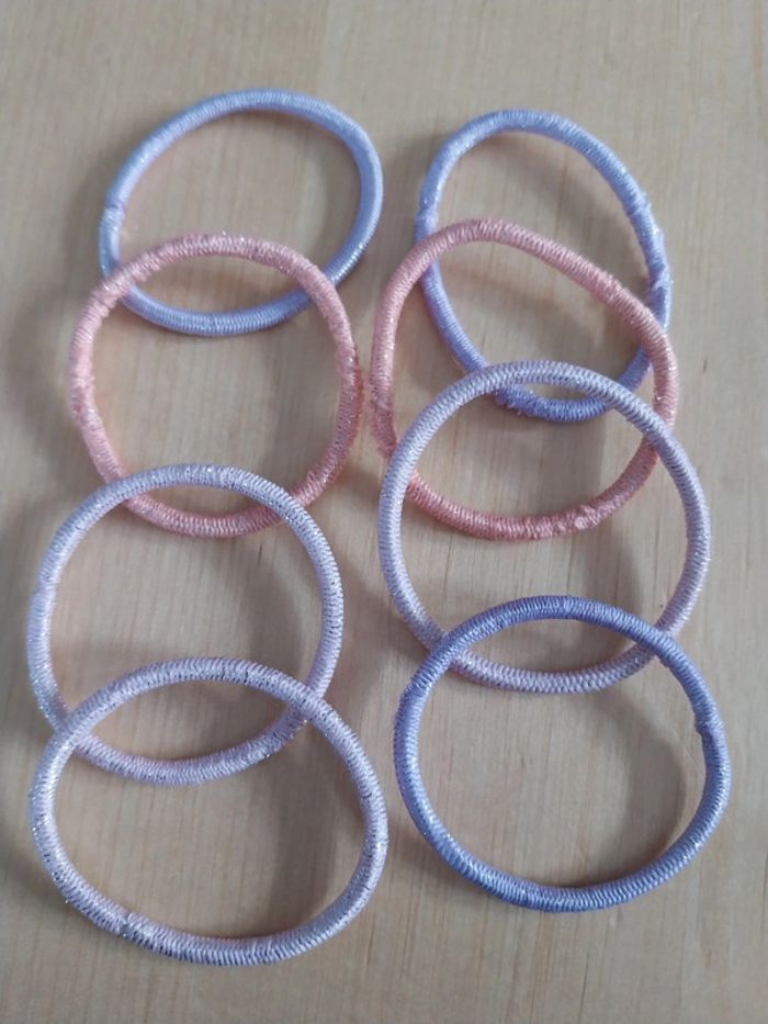 Lot de 8 élastiques à cheveux roses et violets