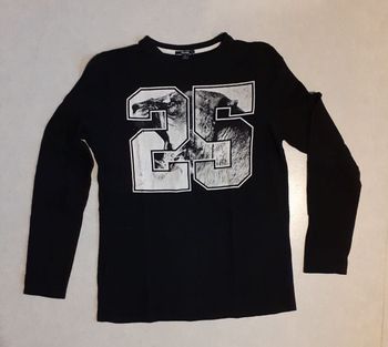 Maillot manches longues, noir avec imprimé gris