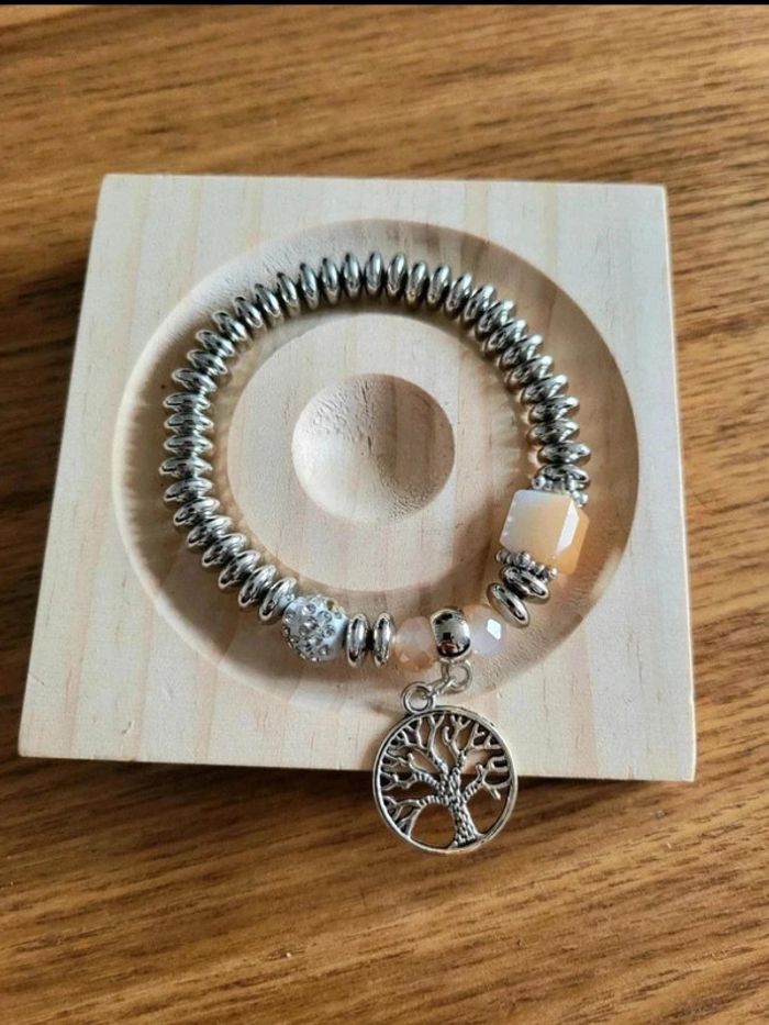 Lot 4 bracelets perles bohème – arbre de vie, aile, pompon – style zen ethnique mixte unisexe - photo numéro 5