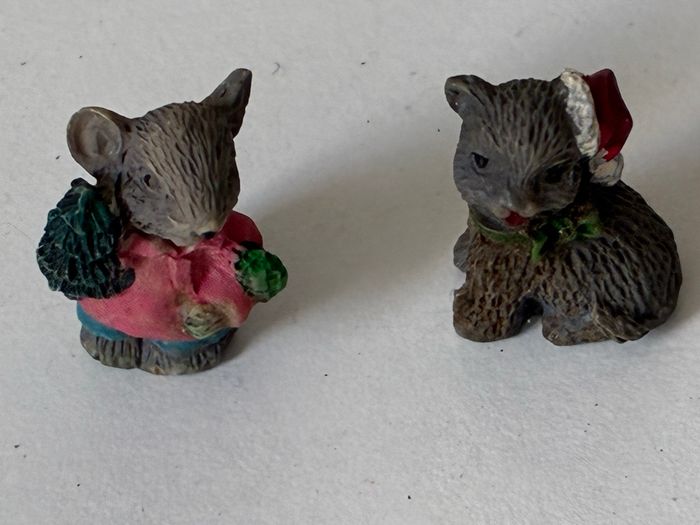 Figurines miniatures Noël Souris et Chat - photo numéro 3