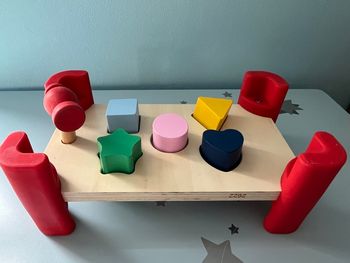 Jouet bois marteau encastrement Manibul Oxybul 1–3 ans – complet avec boîte – très bon état 