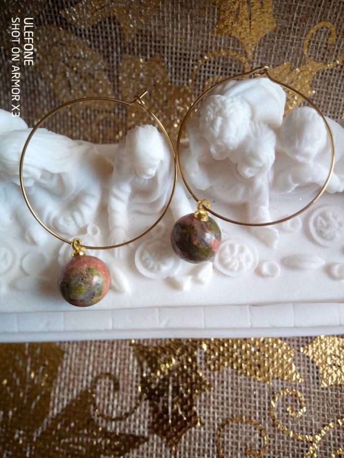 boucles d'oreilles en unakite - photo numéro 2