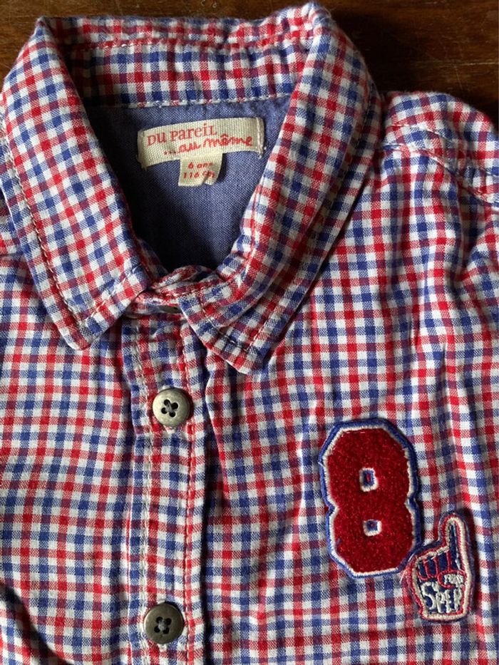 Chemise à carreaux rouges bleus blancs 6 ans DPAM - photo numéro 3
